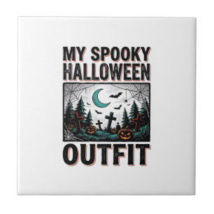 Azulejo Traje de Halloween Espantoso Camiseta de Cementeri