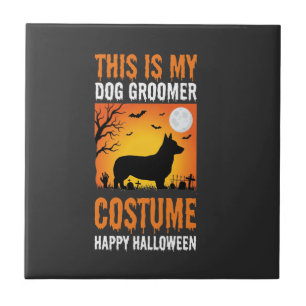 Azulejo Traje de peluquero de perro de Halloween Silueta
