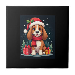 Azulejo Trajes de Navidad para Perro Basset Hound Gorro de
