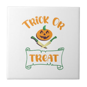 Azulejo Trampa o trate la cara de calabaza de Halloween