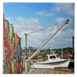 Azulejo Trampas de cangrejo apiladas y listas