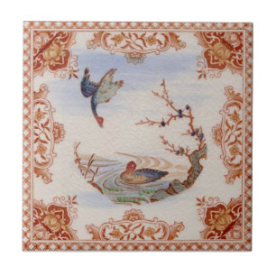 Azulejo Tranferware francés estético con Ducks Repro