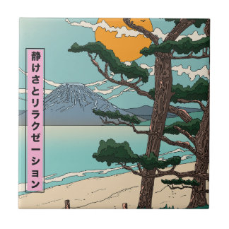Azulejo Tranquilidad y relajación del río japonés.