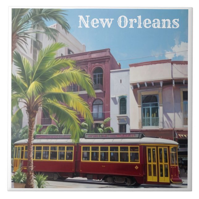 Azulejo Tranvía de Nueva Orleans - Tranvía Antiguo (Frente)