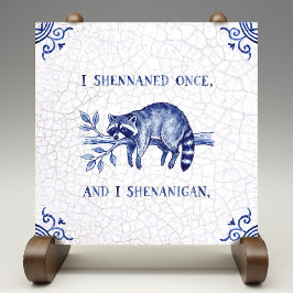 Azulejo Travesura Mapache Fino Delft Azul Estilo Holandés 