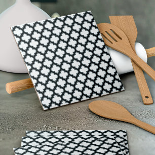 Azulejo Trébol blanco y negro, Entramado, Quatrefoil