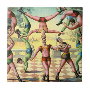 Azulejo Trece Hombres Haciendo Acrobacias