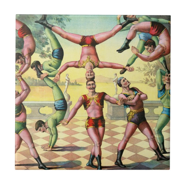 Azulejo Trece Hombres Haciendo Acrobacias (Frente)