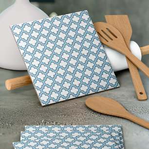 Azulejo Trellis azul blanco y bebé, Entramado, Quatrefoil