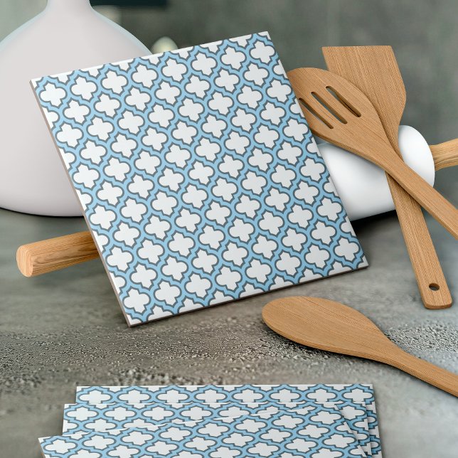 Azulejo Trellis azul blanco y bebé, Entramado, Quatrefoil (Subido por el creador)