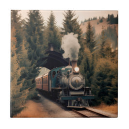 Azulejo Tren de locomotora a vapor antigua