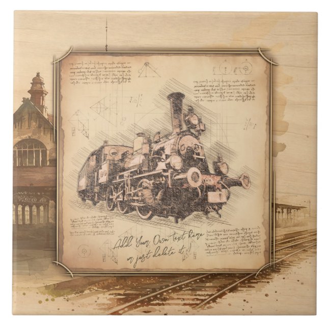 Azulejo Tren de vapor vintage / Locomotora Art. Regalo de  (Frente)