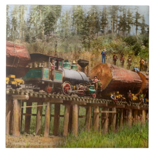 Azulejo Tren - Logging - El vertedero matutino de 1890