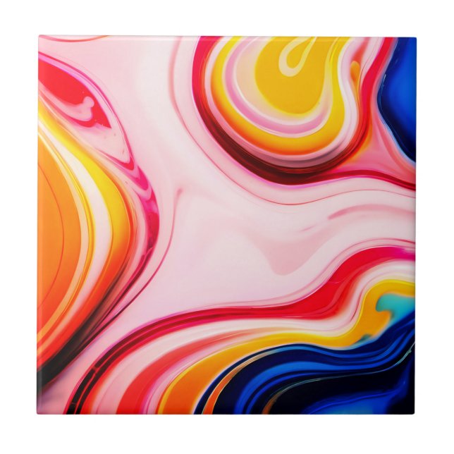 Azulejo Trendy bright Blue Pink yellow white faux marble (Frente)