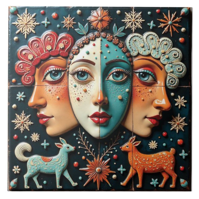 Azulejo Tres artistas de performance (Frente)