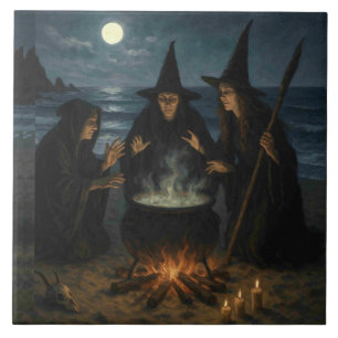 Azulejo Tres brujas producen Cauldron Full Moon Beach