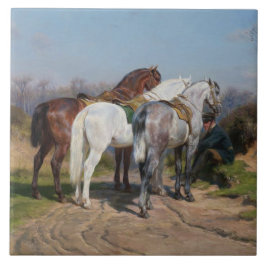 Azulejo Tres caballos sementales (por Rosa Bonheur)