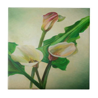 Azulejo Tres Calla Lilies Asombroso Acrílico Botánico