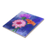 Azulejo Tres colores Gerberas Cerámica Tile<br><div class="desc">Hermosas baldosas Gerberas de tres colores - Diseño de pintura MIGNED</div>