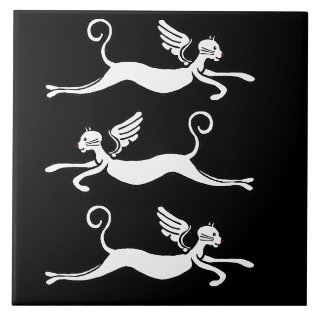 Azulejo tres gatos voladores (Frente)