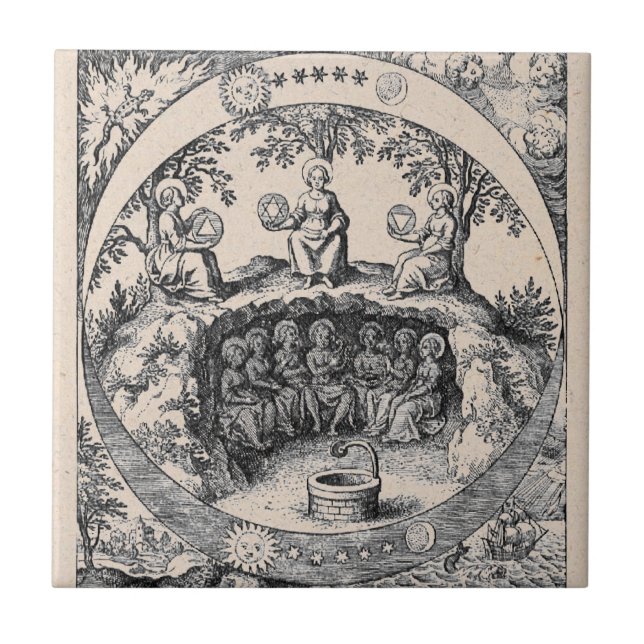 Azulejo Tres hermanas de la alquimia (Frente)
