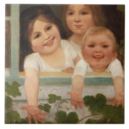 Azulejo Tres hijos en la ventana