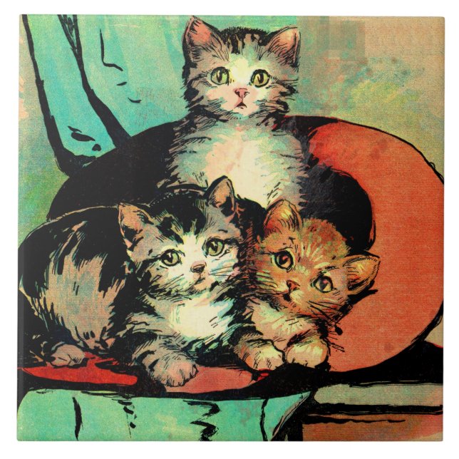 Azulejo tres pequeños gatitos (Frente)