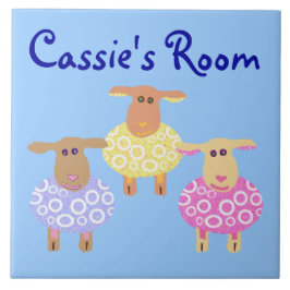 Azulejo Tres señas de baño de ovejas lindas