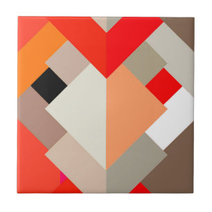 Azulejo Triángulos abstractos modernos, Naranja, fucsia y