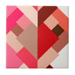 Azulejo Triángulos abstractos modernos, rojo coral y rosa