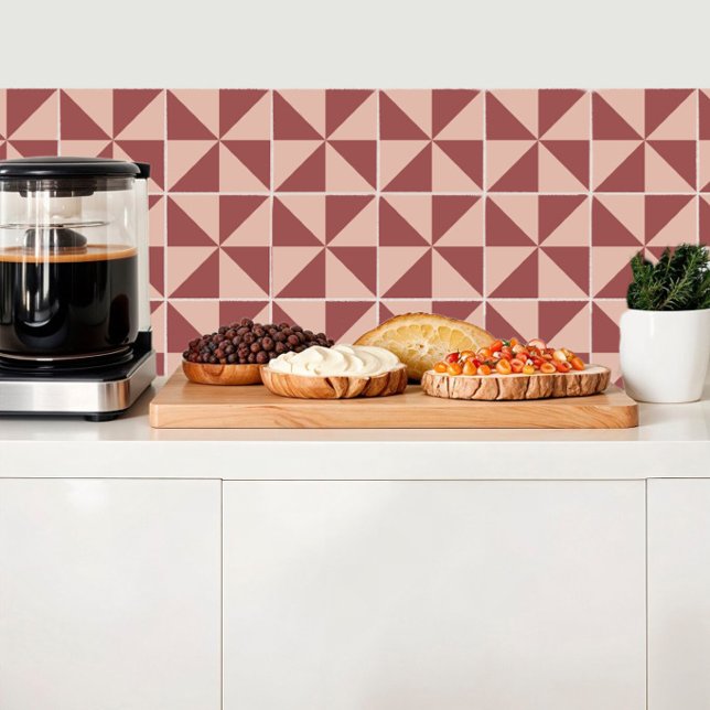 Azulejo Triángulos en siena y cuarzo rosa geométrico (Subido por el creador)