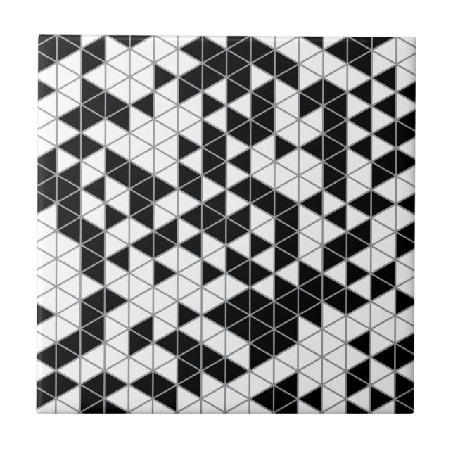 Azulejo Triángulos geométricos modernos de blanco gris neg (Frente)