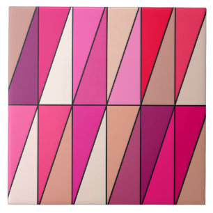 Azulejo Triángulos geométricos modernos, violeta, rosa y b