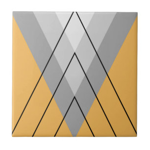 Azulejo Triángulos grises sobre fondo amarillo