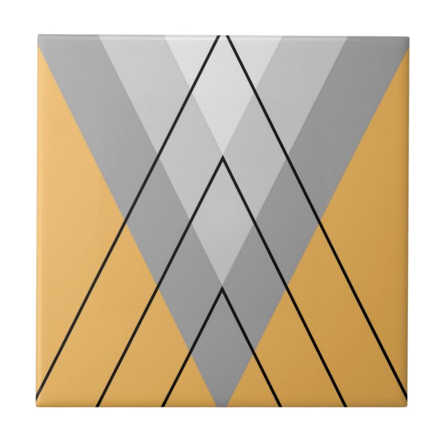 Azulejo Triángulos grises sobre fondo amarillo (Frente)