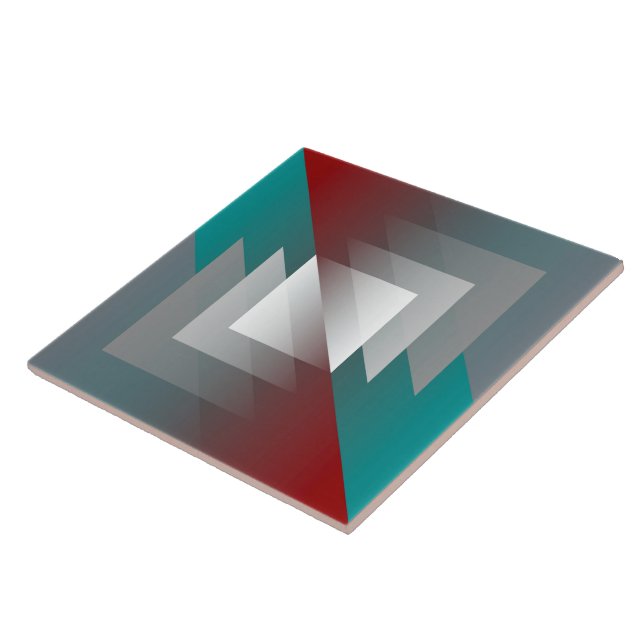 Azulejo Triángulos grises verde azulados en burdeos (Lado)