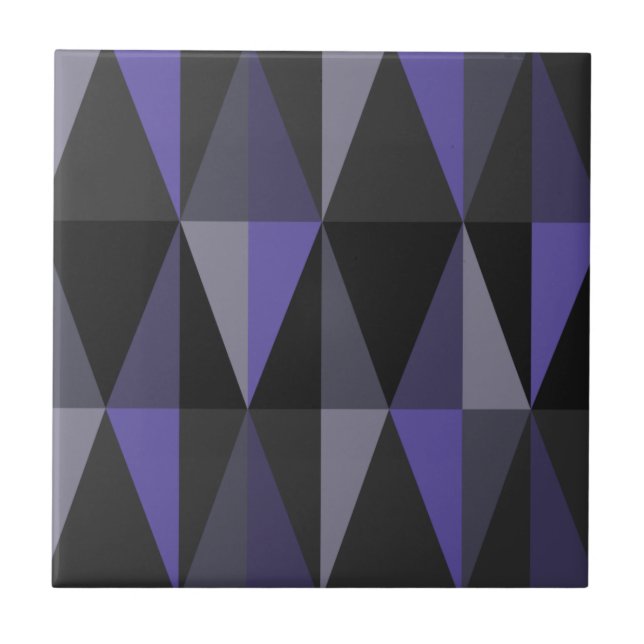 Azulejo Triángulos modernos de mediados del siglo XX Índig (Frente)