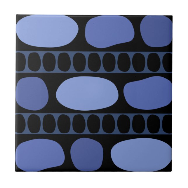 Azulejo Tribal Art Rock Pattern Black Blue (Frente)