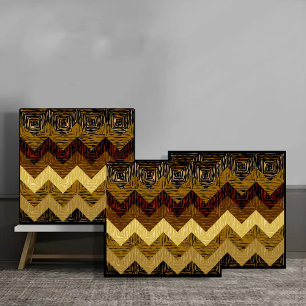 Azulejo Tribal Chevron Pattern in Earthy Gold and Brown To