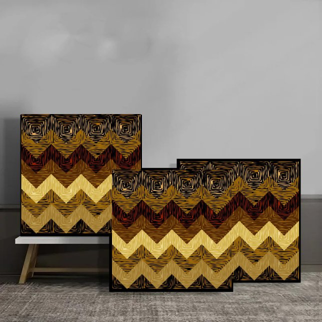 Azulejo Tribal Chevron Pattern in Earthy Gold and Brown To (Subido por el creador)