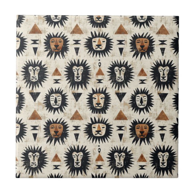 Azulejo Tribal Lion Safari Pattern (Frente)