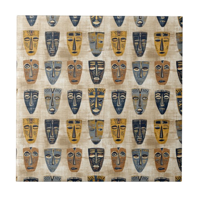 Azulejo Tribal Mask Boho Pattern (Frente)