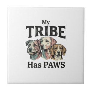 Azulejo Tribu de perros tiene patas Diseño de grabado vint