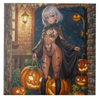 Azulejo Trick o Treater, valiente Chica de disfraces de Ha