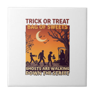 Azulejo Trick Or Treat Halloween Zombies La Parca Calabaza