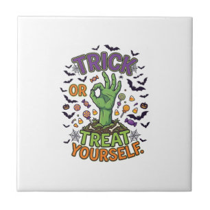Azulejo Trick Or Treat Yourself Mano de Zombie Halloween C