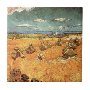 Azulejo Trigos apilados con segador de Vincent van Gogh