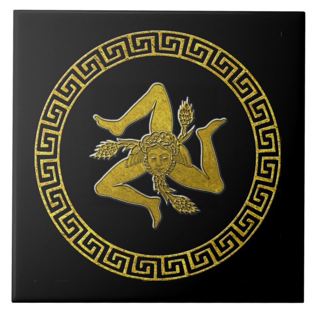 Azulejo Trinacria siciliana y clave griega (Frente)