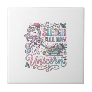 Azulejo Trineo de Unicornio Todo el Día Unicornio Adorable