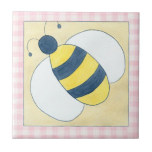Azulejo Trío de abejas con flores